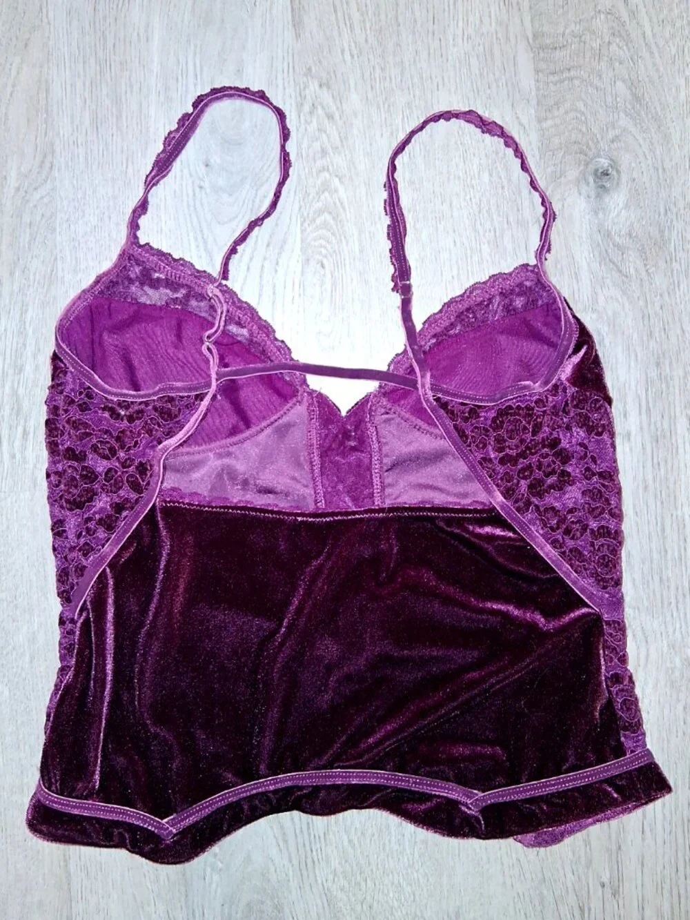 Free People Intimately About Last Night Purple Velvet Corset Tank Top Size Small